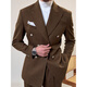BG GLAMURB light luxury brand suit suit ready-to-wear brushed suit suit men's double-breasted lapel collar casual business suit khaki (suit + pants) L