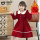Piggy Banner (PEPCO) girls winter red dress stylish plus velvet children's clothing winter skirt little girl princess dress red 150