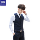 ROMON Spring and Autumn Best Man and Groom Brotherhood Slim Casual Professional Suit Vest White Shirt Men's Wedding Suit Black Vest Free Bow Tie @ S 90-100Jin Jin is equal to 0.5 kg