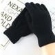 Black double-layered woolen gloves with velvet pure black five-finger thickened warm knitted gloves Black double-layered woolen gloves
