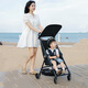 Hot Leopard lightweight pocket stroller can sit and lie down, 1-6 years old stroller, one-click folding stroller, T1 upgraded model, knight black, can sit and half lie down