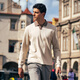
Mr. Bu Mr. Bu Light Business Contrast Lapel 2025 Autumn Pearl Breathable Front Shoulder Long Sleeve T-shirt Men BT16859 Yami Apricot S __165