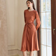 
ROEYSHOUSE ROYSHOUSE premium caramel color pleated dress spring new elegant satin waist-closing large hem skirt 10971 caramel color XL