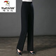 Woodpecker 2025 Autumn and Winter New High Waist Casual Women's Pants Black Plus Velvet Not Bulky Thickened Suit Pants Women's Straight Pants Plus/Fleet Not Bulky Long/Pants XL 120-135Jin Jin is equal to 0.5 kg