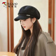 Woodpecker octagonal hat for women in autumn and winter, British versatile beret, fashionable hat, high-quality painter hat, newsboy hat for women, black, one size fits all