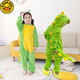 G.DUCKKIDS Cute Tyrannosaurus Pajamas Autumn and Winter Little Girls Boys Coral Velvet Cartoon Long Sleeve Girls Children One-piece Home Clothes Bean Green Dragon 165 Adult S# High 145-155 with Shoes