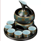 Yusen Yi Porcelain Constant Pot Art Wine Warmer Household Yellow Wine Wine Warmer Japanese Wine Set Set White Wine Sake Ceramic Hot Wine Ancient Rhyme Round Pot Wine Ware One Pot 6 Cups - Wine Warming Bowl - Heating Table 6 Pieces