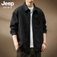 JEEP SPIRIT Jeep Japanese bamboo pattern shirt jacket men's autumn loose new retro top workwear long-sleeved shirt black XL