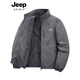 JEEP SPIRIT Jeep Men's Casual Jacket Autumn and Winter Reversible Loose Jacket Men's Velvet Thickened New Cotton Coat Men's Top Gray Reversible Velvet 2XL (141-160Jin Jin is equal to 0.5kg)