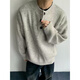 Phoenix Gray American Retro Henley Collar Sweater Men's Winter Lazy Style Knitted Sweater Cleanfit Jacket Men's Floral Gray XL