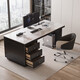 Verdenden modern Nordic style computer desk bedroom student study table new home slate desk study office writing desk black feet + black cabinet + Chanel glossy 160*60*75 single table with table top plug + threading hole + host position