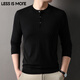 LESS IS MORE Lilang Worsted Men's Henley Collar Sweater Spring and Autumn Thin Bottoming Sweater Wool Cashmere Black Thin Thin S 165