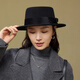 Siggi wool woolen hat for women winter new style French wedding retro fashion all-match flat brim elegant bow knot flat top hat black coffee 57cm