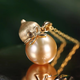 Lanlian Fubao deep ocean gold bead necklace pendant for women 18k gold gourd design as a birthday gift for girlfriend 11-12mm