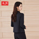Wuwo high-end collarless suit jacket for women 2025 autumn and winter casual short professional temperament suit wide-leg pants single black jacket L