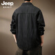 JEEP SPIRIT Jeep Japanese bamboo pattern shirt jacket men's autumn loose new retro top workwear long-sleeved shirt black XL