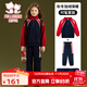 Fuluo Mi Girls' Winter Thickened Warm Sports Sweatshirt and Pants Two-piece Set Children's Winter Clothes Red/Navy Blue 140