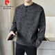 Pierre Cardin 2025 autumn and winter new high-end loose pullover sweater men's Henry collar sweater gray sweater base layer black M