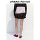 
UR2025 autumn new women's ruffle half elastic waist strap cake skirt A-line skirt UYV550071 dark brown (short with lining) S