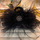 2023 New Bow Black Feather Clip for Women's Back of Head Autumn and Winter High-Quality Shark Hair Clip Black Gold Beads