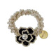 French high-end camellia pearl hair tie, Korean high-end ponytail hair tie, heavy industry light luxury hair accessory, pearl camellia, black 1 piece
