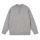 Ye White Dongguan Dalang Knitted Sweater Men's Autumn and Winter New Henley Collar Sweater Men's Solid Color Bottoming Knitted Jacket Gray 2XL