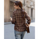 Demana Geometric Aesthetics Winter Intelligent Commuting Lapel Plaid Shirt Side Pleated Waist Shirt Women's Top