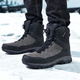 Jatulu Northeast Snow Country Outdoor Knob Botas de nieve para hombre, impermeables, antideslizantes, engrosadas, cálidas, para montañismo, esquí, zapatos de algodón, gris (hebilla de rotación)_Zapatos deportivos Código estándar 40