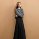 Sancai 2025 new winter style simple and elegant elastic waist skirt temperament commuting A-line skirt long skirt M