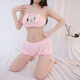 Ting'er cute girly style autumn and winter sexy pajamas set sexy soft cute cartoon two-dimensional soft waxy three-piece home clothes pink (Melody tube top + shorts + eye mask) one size fits all 80-120Jin Jin equals 0.5 kg | Private delivery