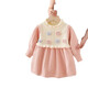 Girls sweater dress 2025 autumn and winter new bow Christmas skirt children's clothing pink plus velvet 90 cm