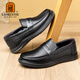 Alte Mann des Mannes (Laorentou) Herrenschuhe 6182025 Frühling neuer Männer lässige Lederschuhe Vielseitige Business Dad Schuhe Ll15272 Black_ Hollow 40