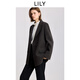 LILY2025 new winter style wool, mulberry and silk blended old money style silhouette temperament commuting woolen suit jacket for women 734 rock brown M
