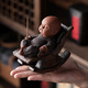 Yipai Zen Zisha Little Monk Tea Pet Ornament Creative Rocking Chair Personalized Tea Play Tea Table Tea Table Multi-functional Decorative Furnishings Little Purple Clay Rocking Chair Monk (Can Swing) Comes with Pear Tent Incense