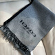 Coach Men's Wool Scarf Black Gray Logo Thick Unisex Scarf Double Sided Classic Logo Black/Gray Double Sided 76053 RI6