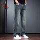 后琤美式复古男士牛仔裤秋冬款宽松直筒长裤高街水洗做旧工装裤痞帅潮 怀旧蓝 XL （150-170斤）