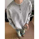 Porphyry Gray Henley Neck Long Sleeve Sweater Men's 2025 Winter Korean Button Round Neck Warm Sweater Men's Dark Gray XL