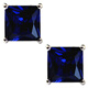Yuze princess square tanzanite sapphire earrings for women, Korean fashion simple sterling silver jewelry, colorful treasures, hypoallergenic, main stone 7X7mm