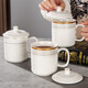 Light luxury conference tea cup with lid, simple household ceramic cup, office conference room reception tea cup, mug gift cup, Benli conference cup (Xiangyun) 218 400 ml