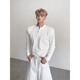 Xinghelai White Henley Collar Right Shoulder Heavy Long Sleeve T-Shirt Men's Handsome Bottoming Shirt Yuppi American Style White L 110-130Jin Jin is equal to 0.5 kg