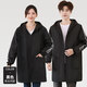 Winter velvet waterproof smock outer wear work clothes durable dustproof men and women long-sleeved oil-proof kitchen smock 801 velvet black 4XL recommended 140 180Jin Jin equals 0.5 kg