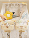 Crib storage hanging basket bedside bedside baby changing table side diaper storage bag hanging bag cream color - three-in-one hanging basket tissue/wet wipes/storage
