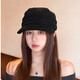 Fashionable Solid Color Equestrian Hat Suede Flat Top Peaked Cap Women's Casual and Versatile Japanese Spring and Autumn Octagonal Hat Shows Small Face Fashion Solid Color Equestrian Hat Black One Size