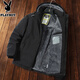 Playboy (PLAYBOY) Winter Windproof Jacket Men's Hooded Cotton Jacket Cotton Jacket Plus Velvet Thickened Warm Winter Men's Jacket Black