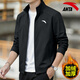 ANTA (ANTA) Jacket Men's Windbreaker Autumn and Winter Offensive Outdoor Water Repellent Plus Velvet Stand Collar Woven Casual Jacket Sports Top -4 Basic Black L (175) -Suitable for 120-140Jin Jin is equal to 0.5 kg