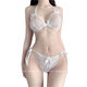 Large Size Sexy Underwear Women's Summer 2024 New Passion Mesh Bra Thong Set White One Size 80-120Jin Jin equals 0.5 kg
