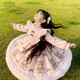 Kafanli (KafanIi) girls 2025 autumn and winter new velvet cute dress baby Lolita sweet fluffy birthday princess dress A05 pink bear velvet thickened sweet and cute 110