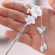 MHFDO Old Phoenix 999 pure silver new Chinese style hairpin peach blossom tassel hairpin super fairy simple simple gift for your lover beautiful as a flower peach blossom silver hairpin 1 piece set