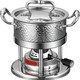 304 stainless steel small hot pot self-service gas stove inflatable single boiler alcohol cup commercial restaurant one person one pot silver set - with large core burning 120 minutes 16cm