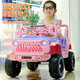 Children's electric car four-wheeled car with remote control for men and women, baby toy car that can sit on two people, dual drive, rechargeable stroller Princess Pink - dual drive, dual electric + remote control bluetooth music swing + leather seat